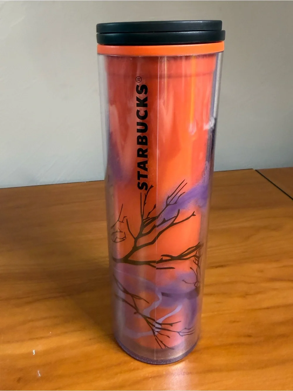 Starbucks 16oz Hot Tumbler Coffee Tea Mug Raven Halloween Orange Fall